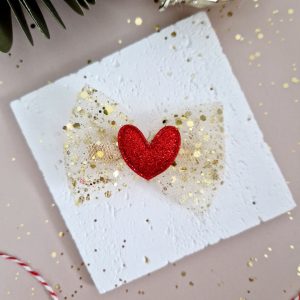 Barrette Tulle Coeur rouge