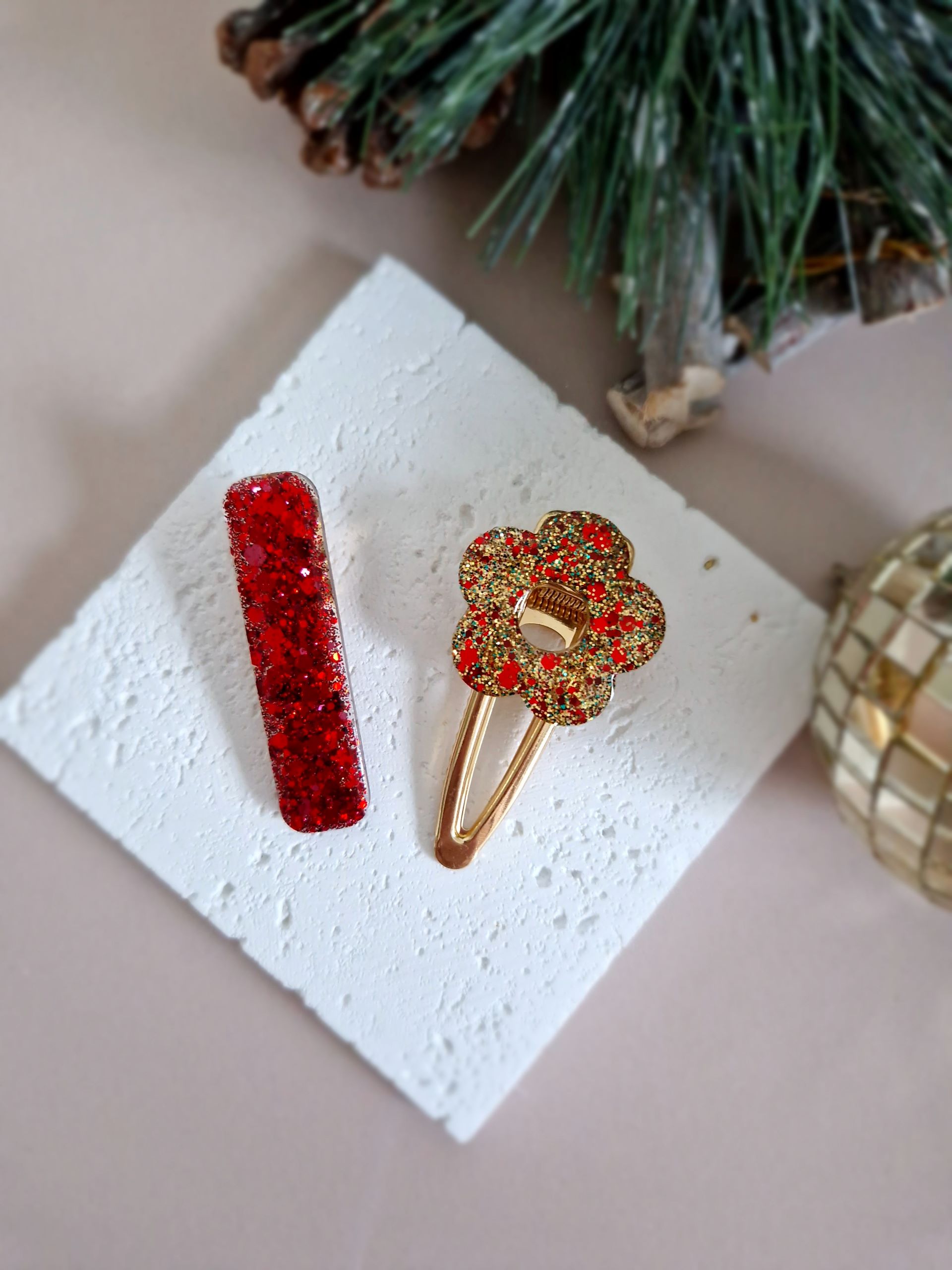 Barrette Glitter multi fleur