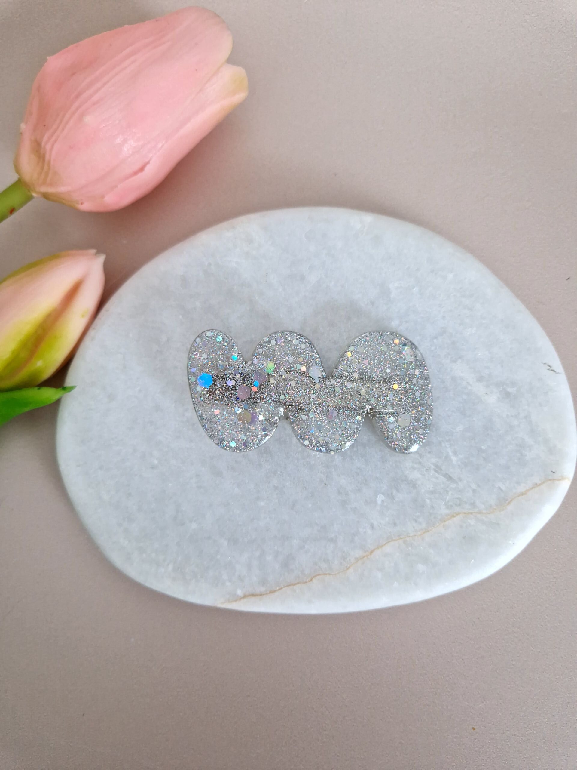 Barrette Argenté vague