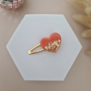 Barrette Glitter Corail love
