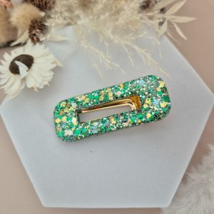 Barrette Lichen Doré rectangle