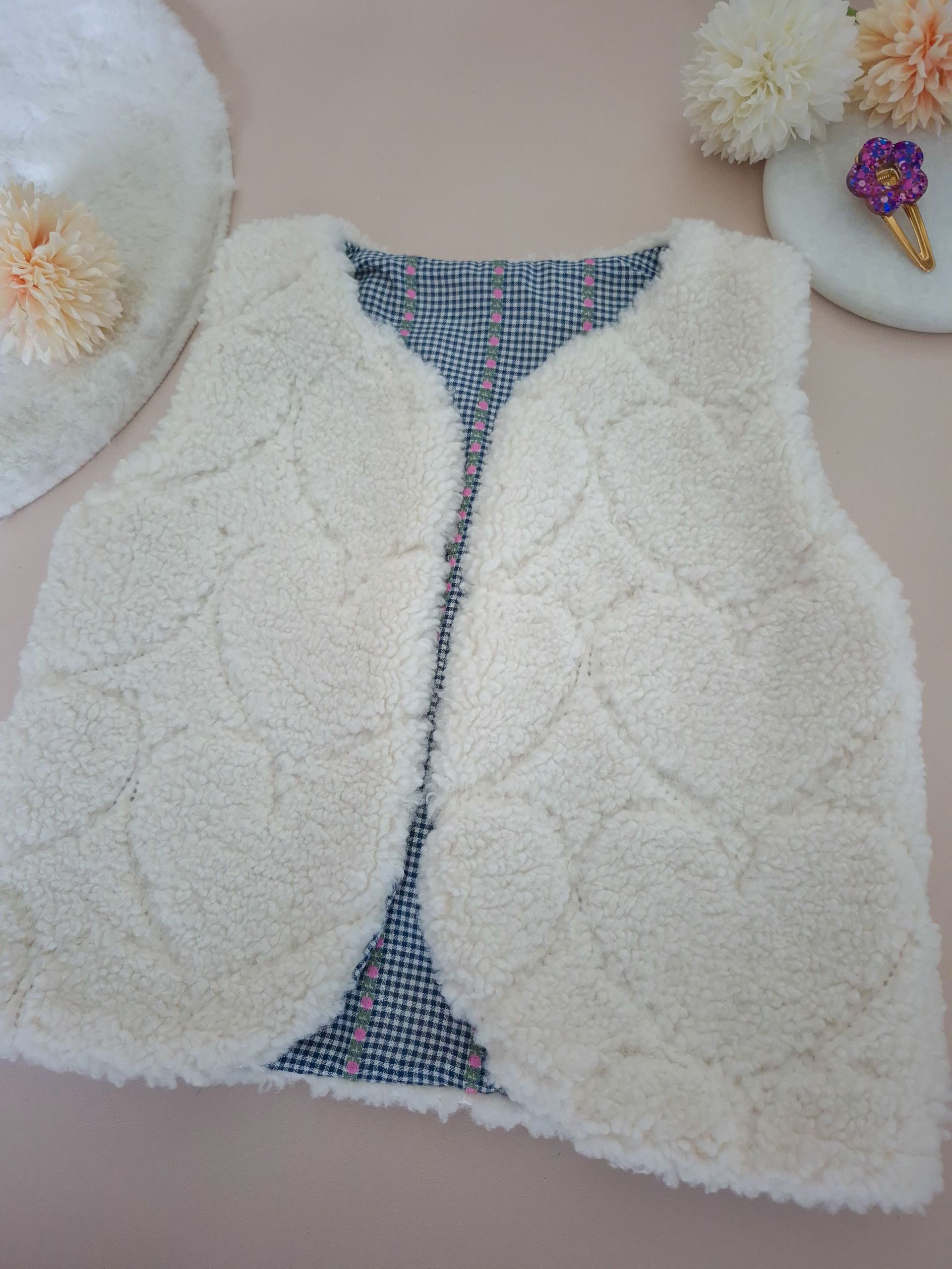 Gilet Fourrure Vichy – Image 3