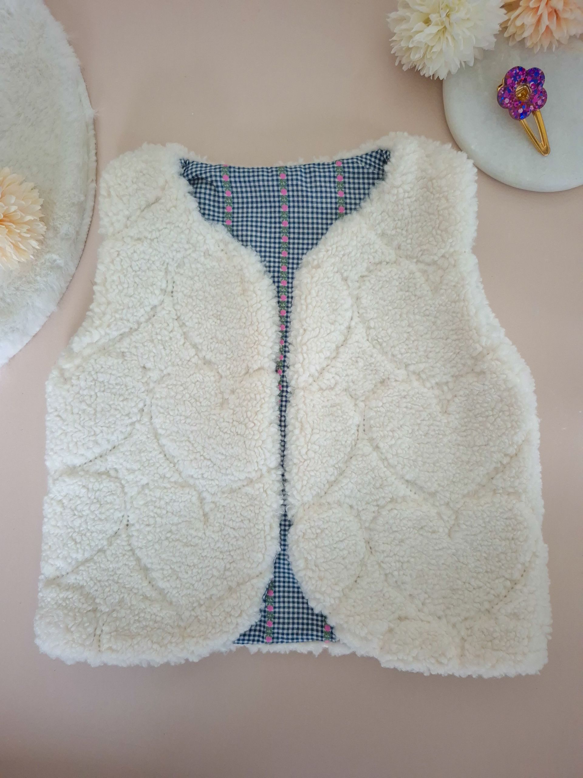 Gilet Fourrure Vichy