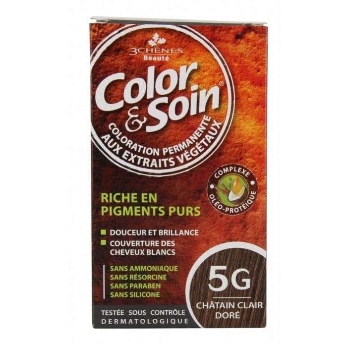 3 CHENES COLOR ET SOIN COLORATION PERMANENTE 5G CHATAIN CLAIR DORE 135 ML