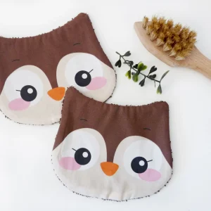 lot de 2 lingettes lavables hibou