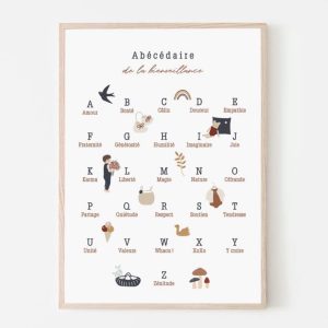 Affiche A3 – Abécédaire de la bienveillance – Bleu.