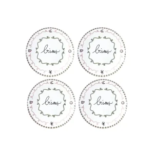 Set de 4 assiettes dessert bisous D19cm.