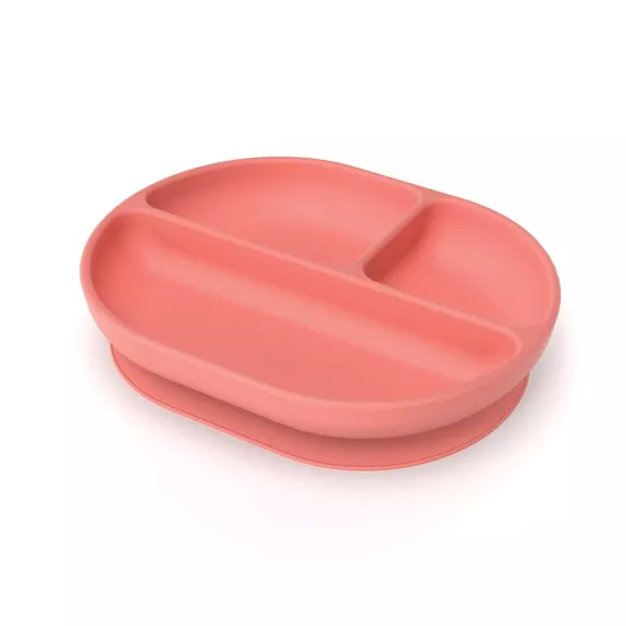 Assiette compartimentée en silicone – Coral.