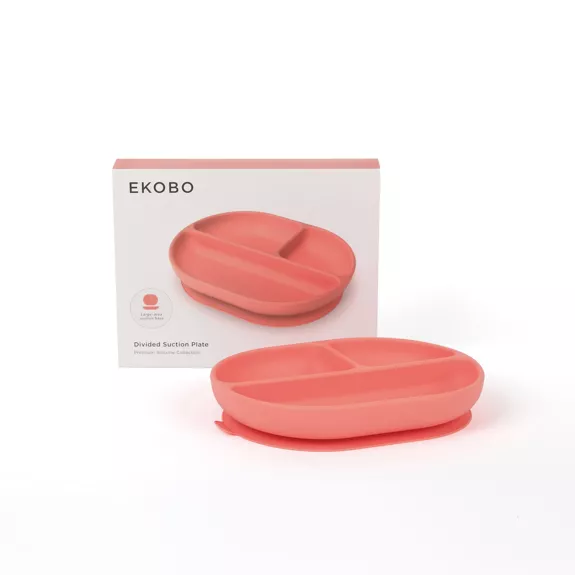 Assiette compartimentée en silicone – Coral. – Image 2