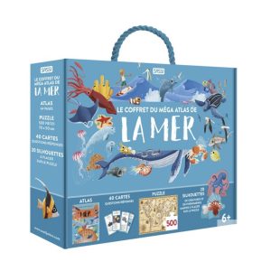 Le coffret du méga atlas de la Mer avec puzzle 500 pièces.