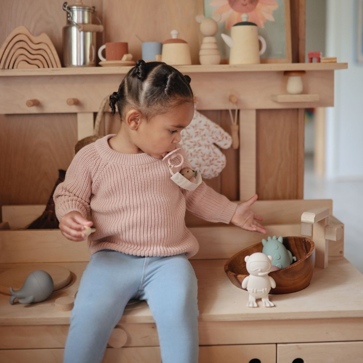 Attache tétine Lin Blush/Cream. (duo). – Image 3