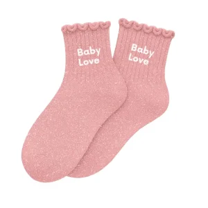 Chaussettes Enfant à Paillettes « Baby Love » Rose 3-6ans.