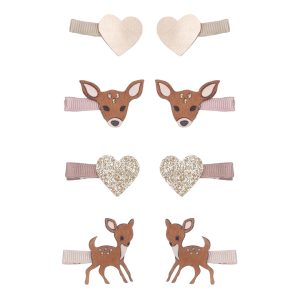 Set de 8 mini pinces faons et coeurs.