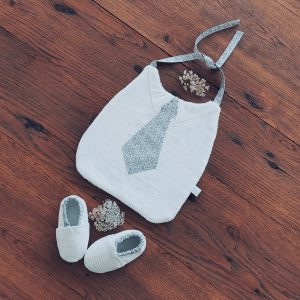 Bavoir Serviette Garçon personnalisés | modèle « Monsieur » Argenté