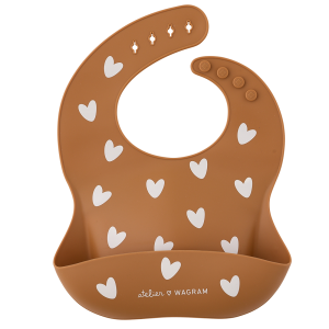 Bavoir silicone coeur caramel.
