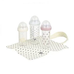 Biberons set de 3. Collection BONTON rose. Le Biberon Français.