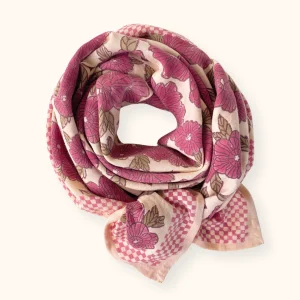 Apaches Collections – Big Foulard Latika « Bloom » Macadamia.