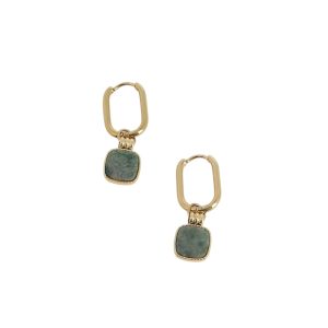 Boucles d’oreilles pierre naturellle Jaspe Vert.