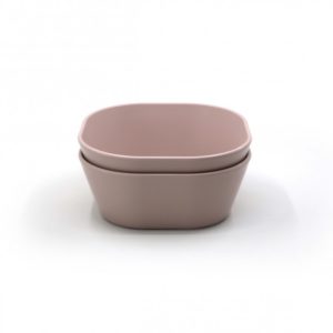 Set de deux bols carrés Mushie « blush ».