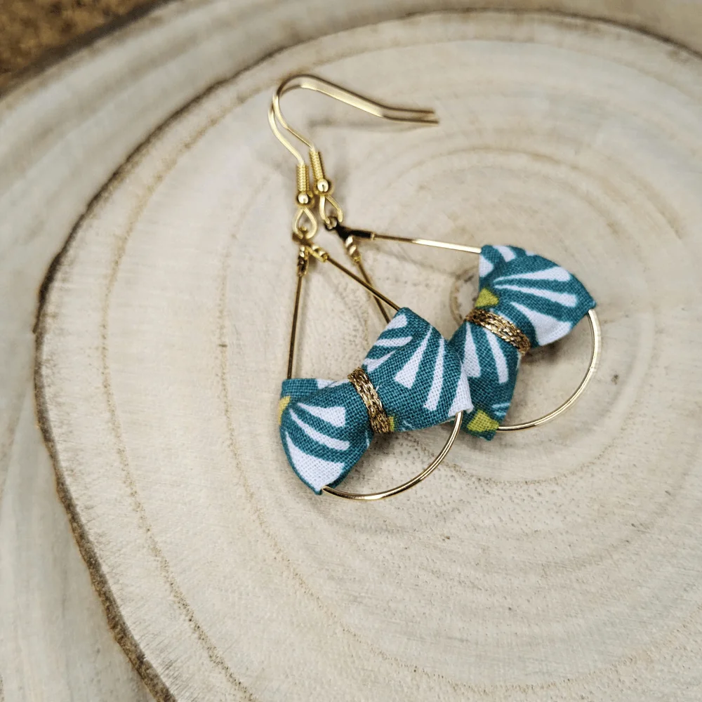 Boucles d’oreilles Gouttes dorées coton lumineux – adulte / enfant – Image 2