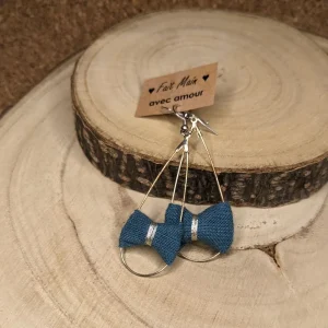 Boucles d’oreilles Gouttes lin génieux pétrole