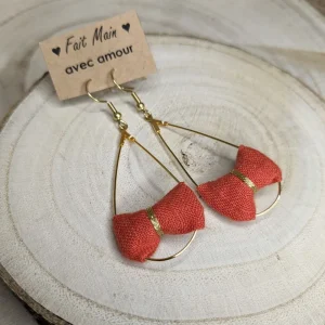 Boucles d’oreilles Gouttes lin contournable terracotta
