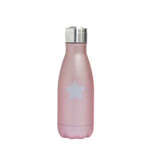 Bouteille isotherme star -260 ml rose et étoile argentée.