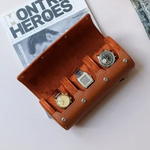 Boîte à montres de voyage James 3 emplacements (camel).