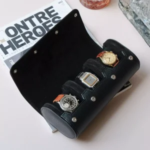 Boîte à montres de voyage James 3 emplacements (noir).