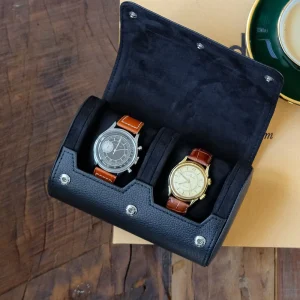 Boîte à montres de voyage James 2 emplacements (noir).