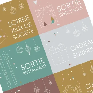 Calendrier de l&rsquo;avent alternatif 32 cartes activités a faire en famille rose or – a telecharger