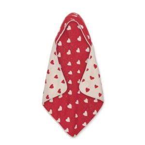 Cape de bain coeur éponge. (rouge).