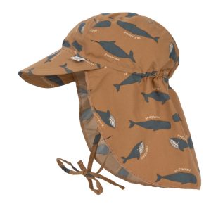 Chapeau Bébé (anti-UV & protège nuque) – Baleine, caramel 3-6mois.