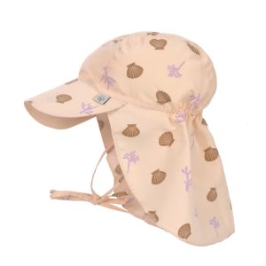Chapeau Bébé (anti-UV & protège nuque) – Coraux, pêche rose 3-6mois.