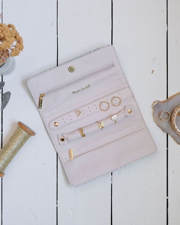 Pochette à bijoux Catherine en pied-de-poule bleu. – Image 2