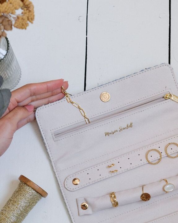 Pochette à bijoux Catherine en pied-de-poule bleu. – Image 3