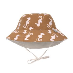 Chapeau anti-UV réversible enfants – Hippocampe, caramel 19-36mois.