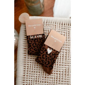Chaussettes femme léopard  » A la vie à l&rsquo;amour  » – Mon Petit Léon.