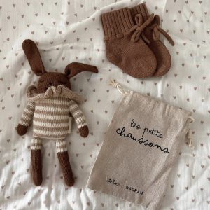 Chaussons Mérinos bébé caramel.