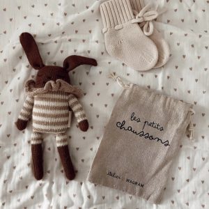 Chaussons Mérinos bébé écru.