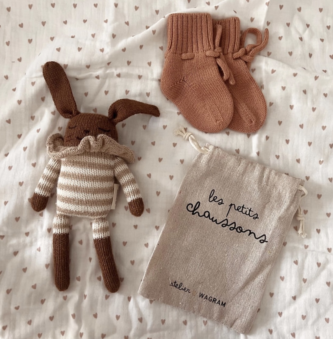 Chaussons Mérinos bébé rouille.