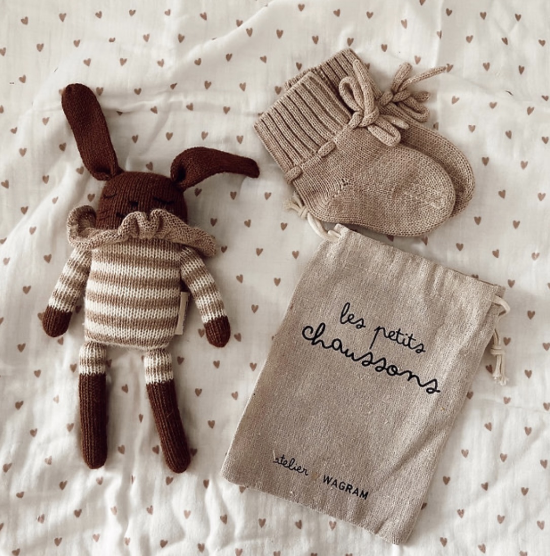 Chaussons Mérinos bébé sable.