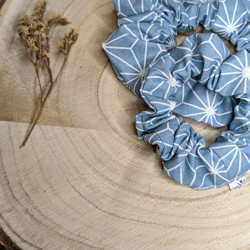 Chouchou coton brillant bleu – Image 3