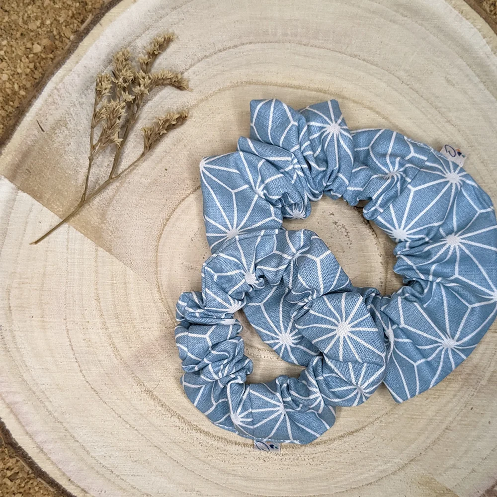 Chouchou coton brillant bleu – Image 2