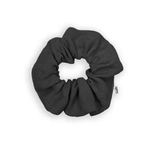 Chouchou lin portant gris carbone