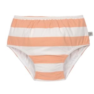 Maillot de bain couche – Rayés, blanc cassé pêche 25-36mois.