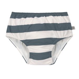Maillot de bain couche – Rayés, blanc cassé bleu 3-6mois.