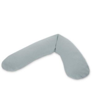 Coussin d’allaitement 190 x 40cm avec housse en coton finement tricoté – misty blue.