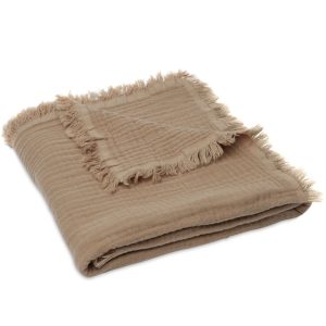 Couverture gaze de coton frange biscuit 75x100cm- Jollein.