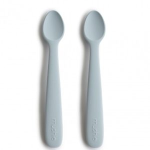 Mushie duo de cuillères en silicone Powder Blue.